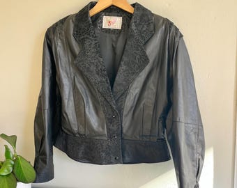 Vintage 80s Style Adler Cropped Genuine Leather Jacket - Retro Clothing - Edgy Style Coats