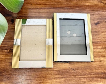 Vintage Set of Two Gold and Silver Mixed Metal Picture Frames - Retro Photo Displays - Vintage Homewares - Bookshelf Styling Props
