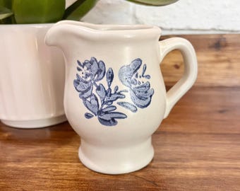 Vintage Pfaltzgraff Yorktowne Stoneware Creamer Pitcher - Blue and White Ceramics - Retro Home Decor - Unique Vintage Vases