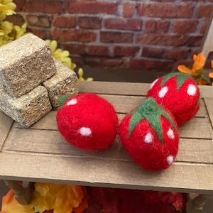 Small Felted Strawberries