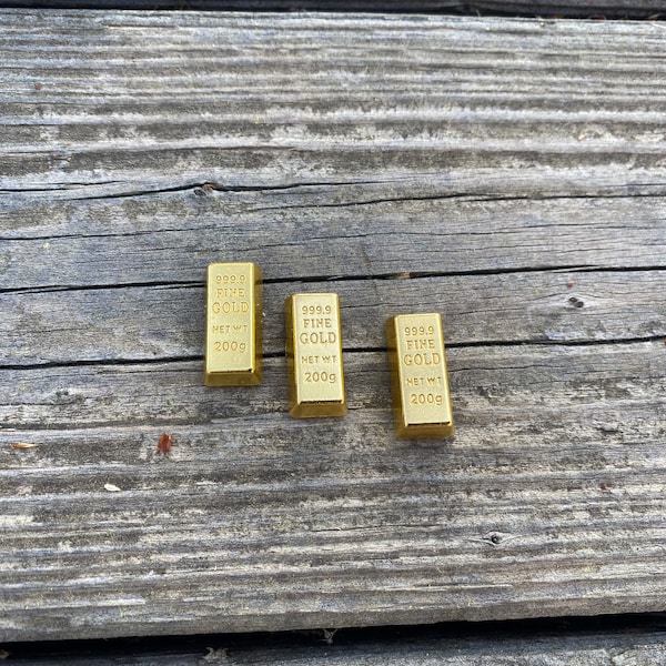 Miniature Gold Bars for Play; Faux Gold Bars; Set of 3 Miniature Gold Bars