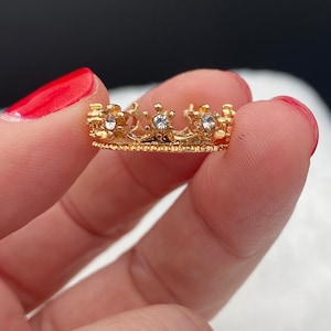 Miniature Gold Crown with Jewels, Fairy Crown; Miniature Garden; Fairy Garden