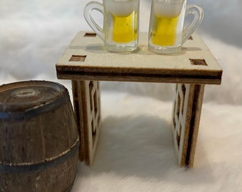 Miniature Dollhouse Beer Drink; Miniature Lemon Drink
