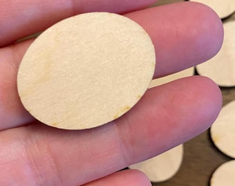 Miniature Wooden Flatback Eggs, Wood Ovals