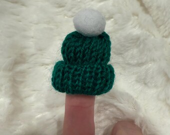 BABY Elf or Doll Green Pom-Pom Winter Beanie Hat