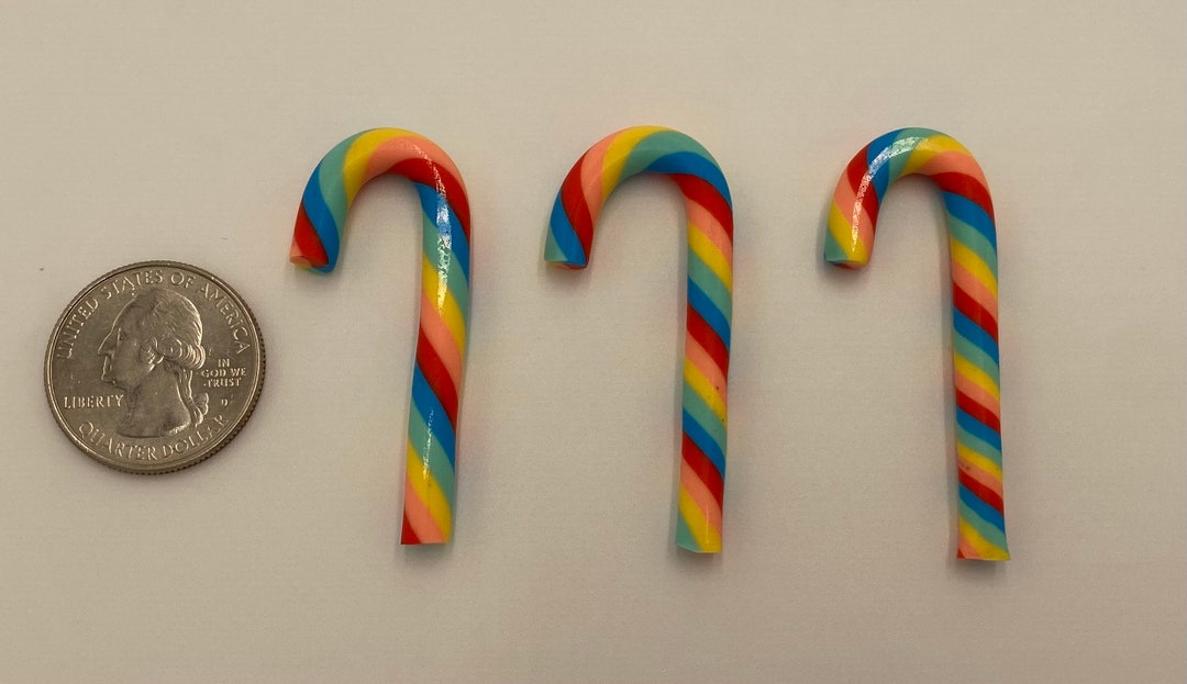 Miniature Rainbow Clay Candy Canes Etsy