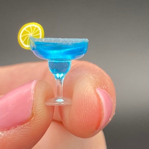 Blue Margarita Cocktail Drink Miniature Dollhouse 1:12 Scale