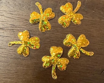Miniature Gold Shamrock; Set of 5 or 10; Mini Shamrock; Miniature Clover; Mini Clover