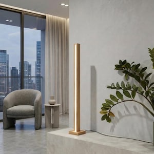 Minimalist Oak Wood Floor Lamp 100cm, Living Room Lighting, Modern Wood Light, Minimalist Lighting, handmade floor lamp, Solid Oak Pillar