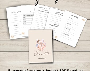 Newborn Baby Memory Book – Printable Keepsake Journal for First Year Milestones | Gender Neutral Digital PDF