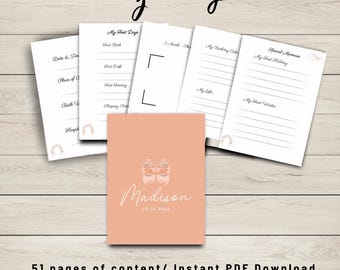 Baby's First Year Journal, Milestone Recording Pages, Printable Journal, Writable Baby Journal, Nursery Journal, baby boy memory book