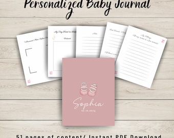 Baby's First Year Journal, Milestone Logbook, Printable Log Sheets, Personalizable Baby Journal, Nursery Logbook, Baby Girl printable book