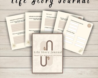 My Life Story Journal, Printable Memory Journal, Legacy-Building Diary,Self-Discovery Workbook with Guided Prompts, Life Coaching Gift