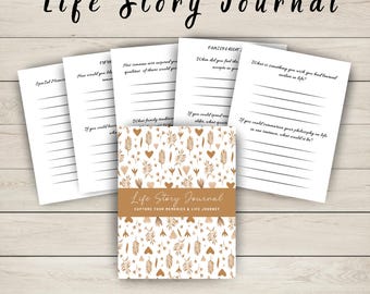 My Life Story Journal, Printable Memory Journal, Legacy-Building Diary,Self-Discovery Workbook with Guided Prompts, Life Coaching Gift