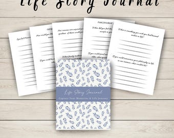 My Life Story Journal, Printable Memory Journal, Legacy-Building Diary,Self-Discovery Workbook with Guided Prompts, Life Coaching Gift
