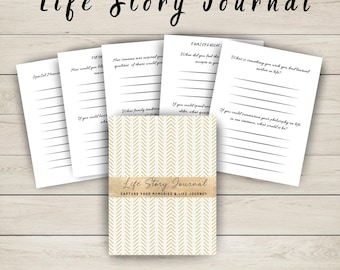 My Life Story Journal, Printable Memory Journal, Legacy-Building Diary,Self-Discovery Workbook with Guided Prompts, Life Coaching Gift