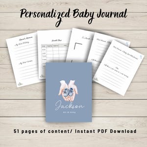 Baby&#39;s First Year Journal, Milestone Recording Pages, Printable Journal, Writable Baby Journal, Nursery Journal, baby boy memory book