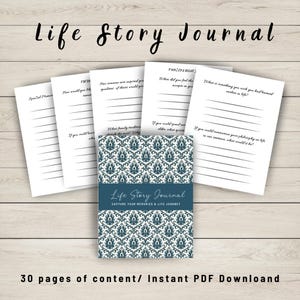 Diário da minha história de vida, diário de memórias para impressão, diário de construção de legado, livro de exercícios de autodescoberta com instruções guiadas, presente de coaching de vida