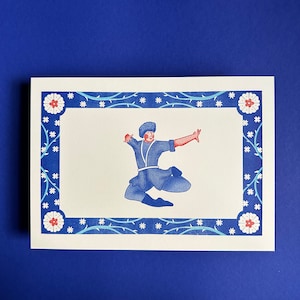 Male Circassian Dancer | Riso Art Print |  Living Room Wall Decor | Handmade