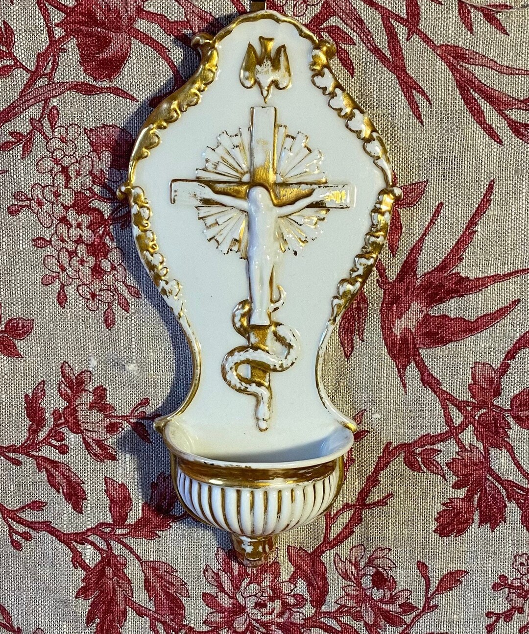 Beautiful White and Gold Porcelain Font, Christ. 19th. - Etsy