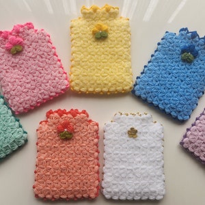 Handmade Turkish Bath Washcloths with Crochet , Bath Fiber with Flowers, Personal Care, Bathroom Gift, Traditional Gift, Free Shipping image 1