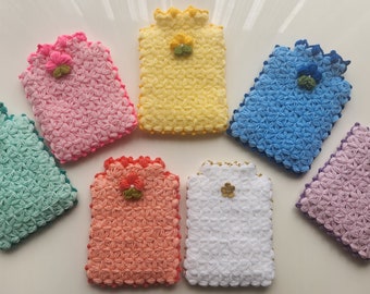 Handmade Turkish Bath Washcloths with Crochet , Bath Fiber with Flowers, Personal Care, Bathroom Gift, Traditional Gift, Free Shipping