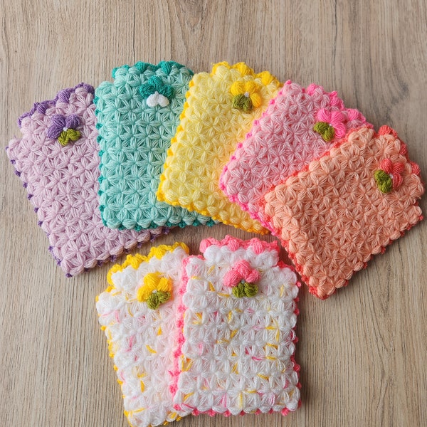 Handmade Turkish Bath Washcloths with Crochet , Bath Fiber with Flowers, Personal Care, Bathroom Gift, Traditional Gift, Free Shipping