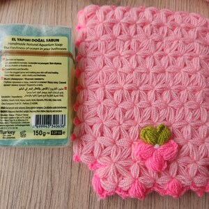 Handmade Turkish Bath Washcloths with Crochet , Bath Fiber with Flowers, Personal Care, Bathroom Gift, Traditional Gift, Free Shipping image 9