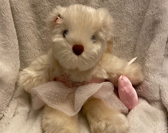 Vintage Avon, Very pretty Cream Angel Teddy Bear, Stuffed Animal, 9" Sitting, 12 Inch