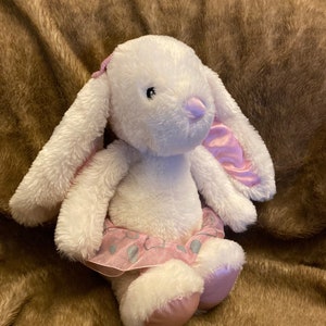 Lovely White & Pink Bunny Rabbit stuffed animal, Hare, 12&quot; Easter