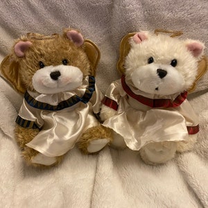 Vintage 1997 Darling Angel Bear Set, Stuffed Animal, 6&quot; Sitting Plush, Teddy bear, christmas