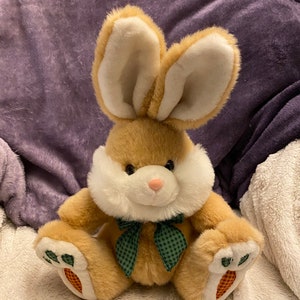 Beautiful Tan Vintage DanDee Bunny Rabbit stuffed animal, Hare, 12&quot; easter