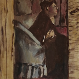 Frühes impressionistisches Portrait - Gemälde (rückseitig gestempelt Sammler / Galerie) mit Signatur Inschrift, Degas