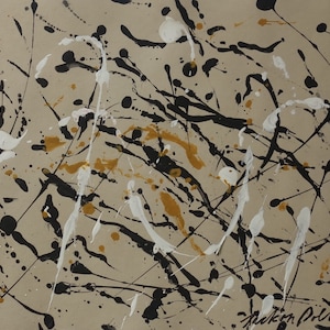 Abstract expressionism - painting (collector / gallery stamped on verso) with signature inscription