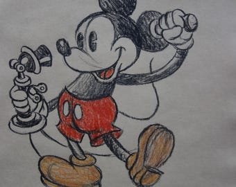 ビンテージ漫画ウォルトディズニーミッキーマウスの研究、描画 - Etsy 日本