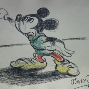 Studie van stripfiguren: tekening met handtekeninginscriptie en gestempeld op verso