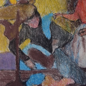 Frühes impressionistisches Portrait - Gemälde (rückseitig gestempelt Sammler / Galerie) mit Signatur Inschrift, Degas