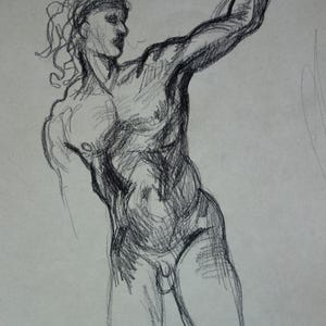 Interesting Old masters black charcoal study of a young man - drawing (collector / gallery stamped on verso)