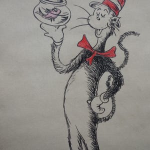 Estudio de personaje de dibujos animados: dibujo con inscripción de firma y estampado en el reverso.