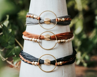 Geometric String Bracelet Collection | Pura Vida Style | Adjustable Waxed | Boho Hippie Style