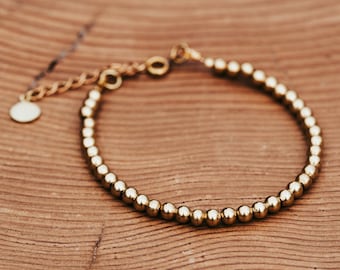 Monet Style Brass Minimalist Adjustable Bracelet | Bohemian Bead Jewelry