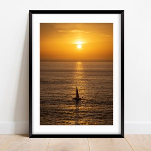 Sailboat At Sunset, Lands End, San Francisco - Fine Art Print- Seascape - Sailing - Photography Print - Home Decor - Wall Art - Gift