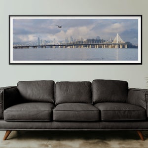 San Francisco-Oakland Bay Bridge, Cloudy Morning - Fine Art Print- Landscape Photography Print - Home Decor - Wall Art - Gift