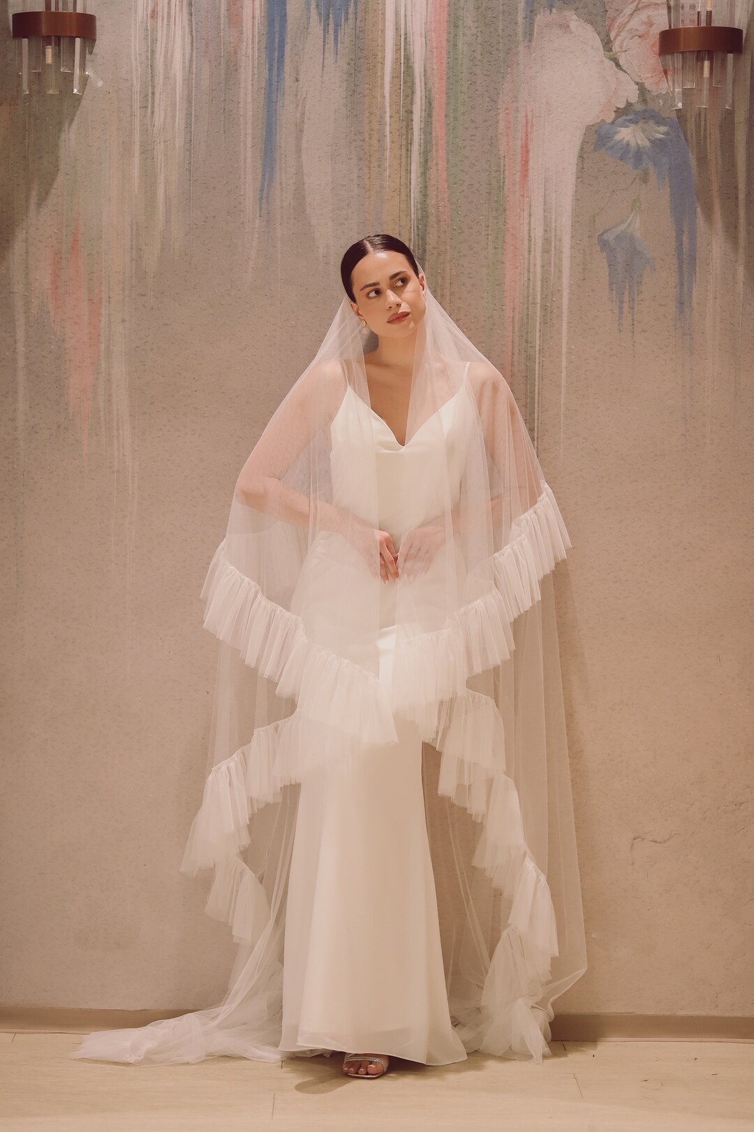 Multi Layer Ruffled Fluffy Bridal Veil