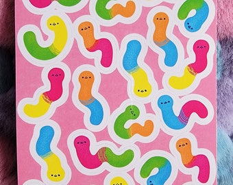 Sour Gummy Worms!! Vinyl Sticker Sheet