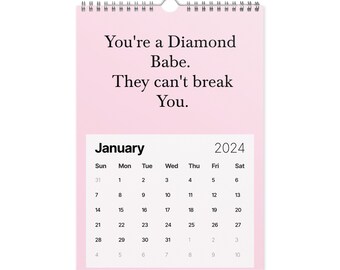 Wall calendar (2024), Pink Calendar, Glow up Calendar, Aesthetic Calendar, Girl, Women Office Calendar