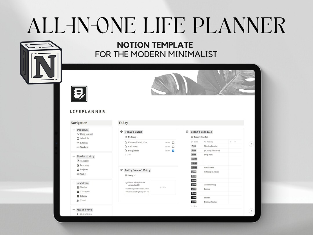 Notion Template Life Planner / All In One Planner Notion Dashboard ...