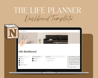 Notion Template Minimalist Life Planner | Notion Dashboard, Notion Planner, Minimal Notion Life Planner