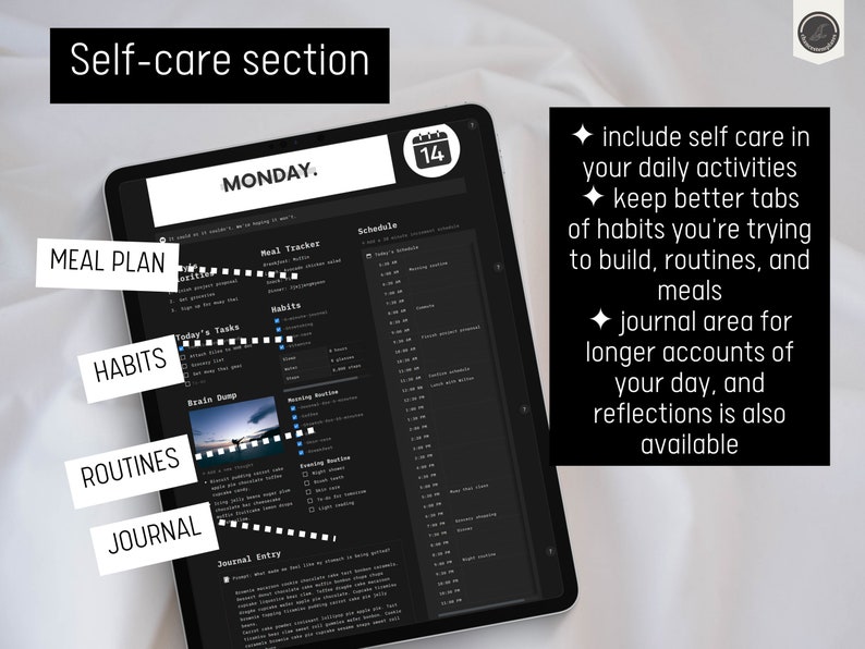 Notion Template Daily Schedule Planner Dark Mode Notion Etsy