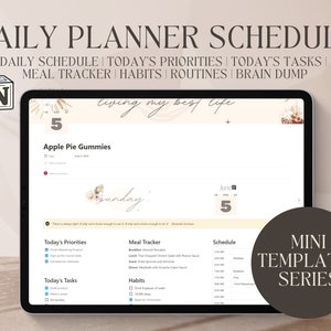 Notion Template Daily Schedule Planner | Notion Dashboard for Notion Self care Planner, Productivity Planner Notion Digital Daily Planner